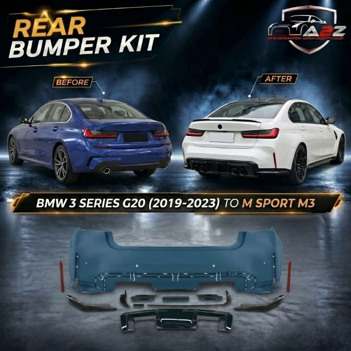 A To Z Compatible With Bmw 3 Series G20 (2019-2023) Rear Bumper Upgrade Convert To M Sport M3 Body Kit Bumper G20/28-030 Gc CC-9174 (Shipping Cost Not Included In Price)