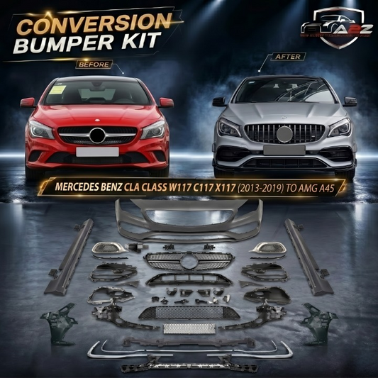 A To Z Compatible With Mercedes Benz Cla Class W117 C117 X117 (2013-2019) Front Rear Bumper Side Skirt Diffuser Exhaust Tip Upgrade Convert To Amg Amga45 Bumper Body Kit W117-010 CC-9559 (Shipping Cost Not Included In Price)