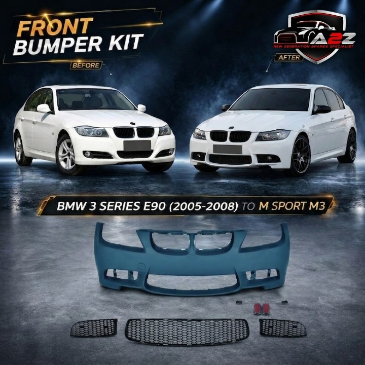 Front Bumper Body Kit Compatible With BMW 3 Series E90 ( 2005-2008 ) To M Sport M3 Upgrade |(Shipping Cost Not Included In Price)
