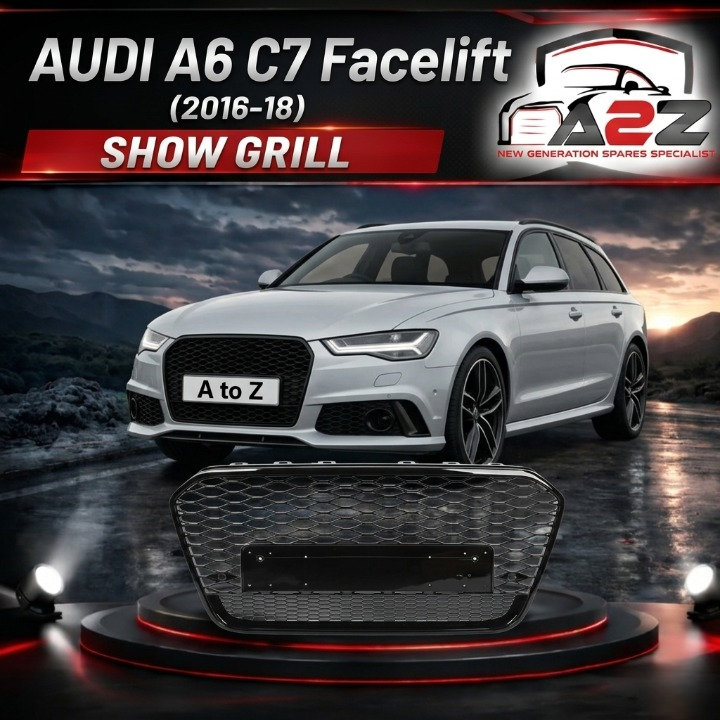 RS6 Quattro Black Honeycomb Show Grill Compatible With Audi A6 C7 Facelift (2016-18) Tag No.65