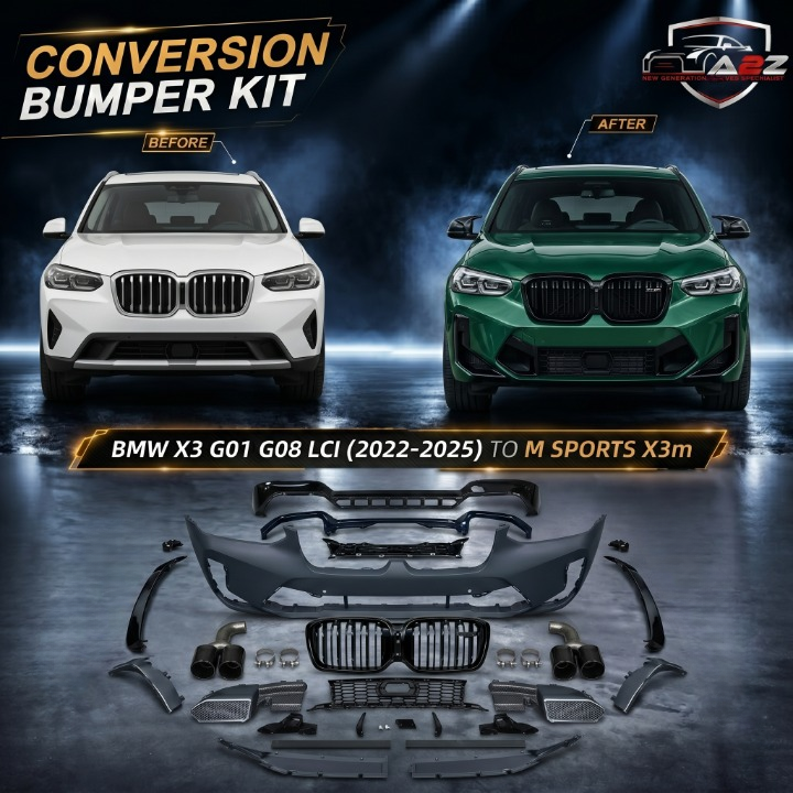 Complete Front & Rear Bumper Full Body Conversation Kit Compatible With BMW X3 G01 G08 LCI (2022-2025) To M Sport X3M Style Upgrade | Shipping Cost Not Included