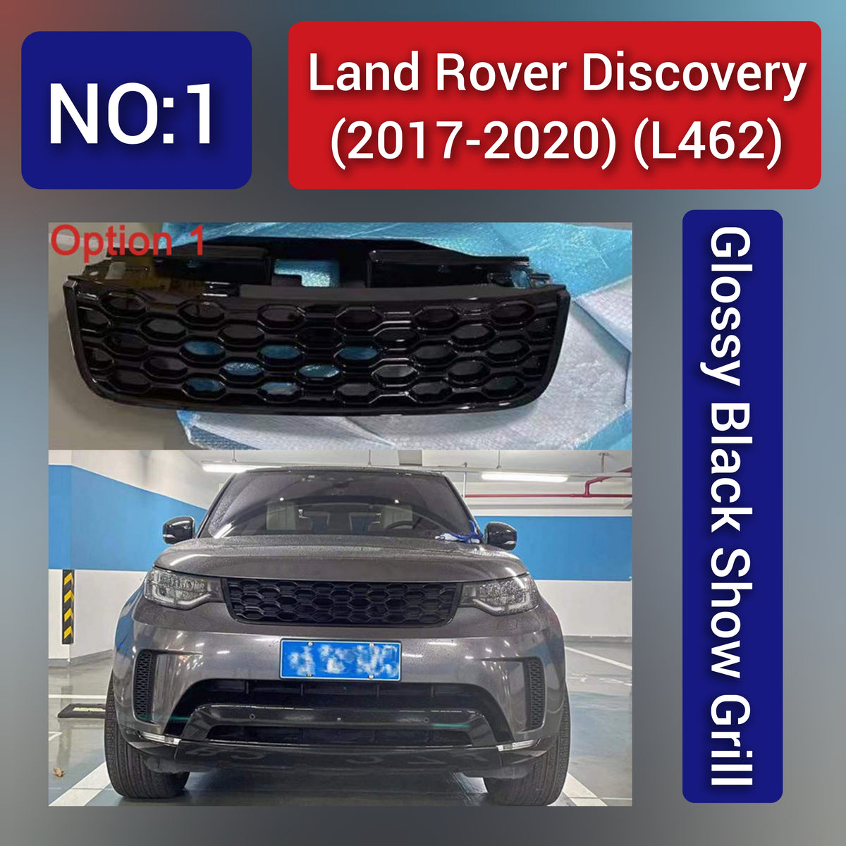Glossy Black Show Grill  Compatible With Land Rover Discovery (L462)  (2017-20) Tag 1