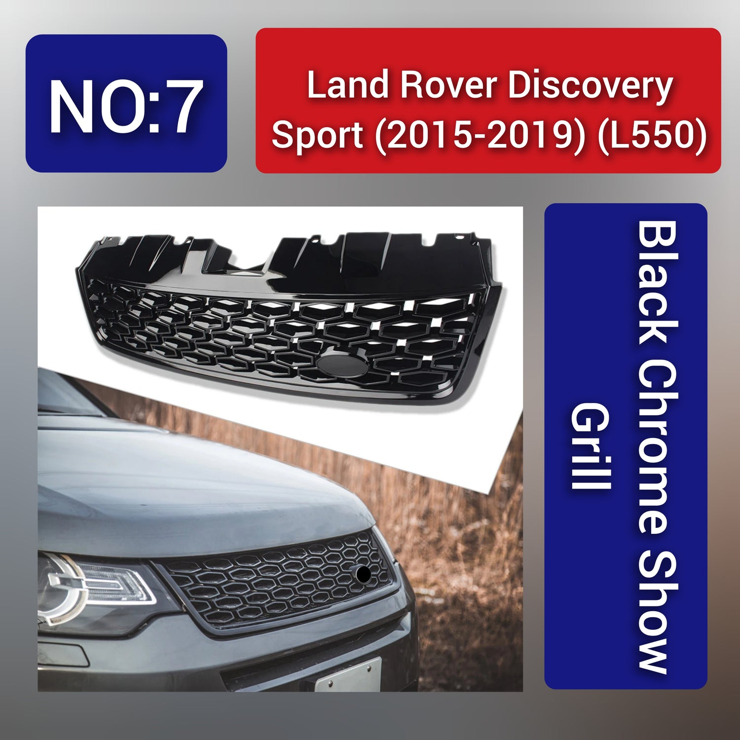 Sport Black Chrome Show Grill Compatible With Land Rover Discovery Sport L550 (2015-2019) Tag 7