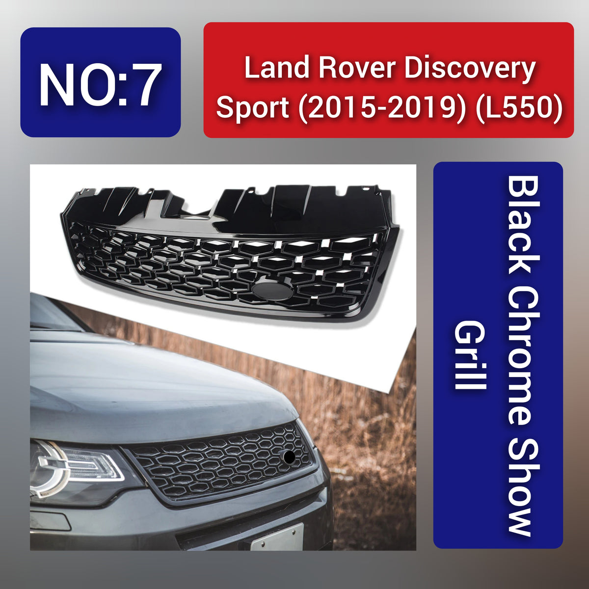 Land Rover L550 (2015-2019) Land Rover Discovery Sport Black Chrome Show Grill Tag 7