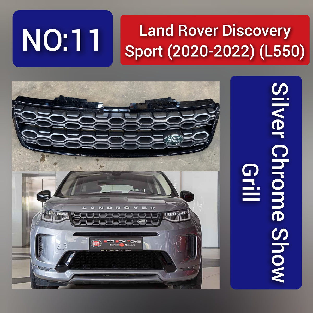 Silver Chrome Show Grill Compatible With Land Rover Discovery Sport L550 (2020-22) Tag 11