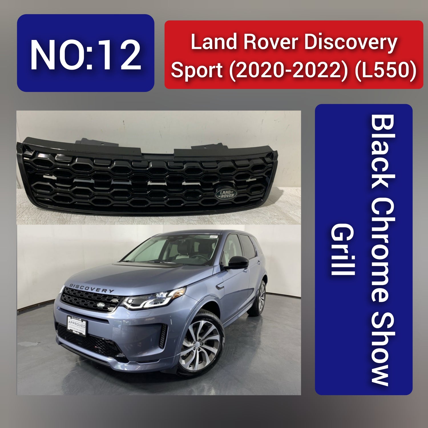 Black Chrome Show Grill Compatible With Land Rover Discovery Sport L550 (2020-22)Tag 12