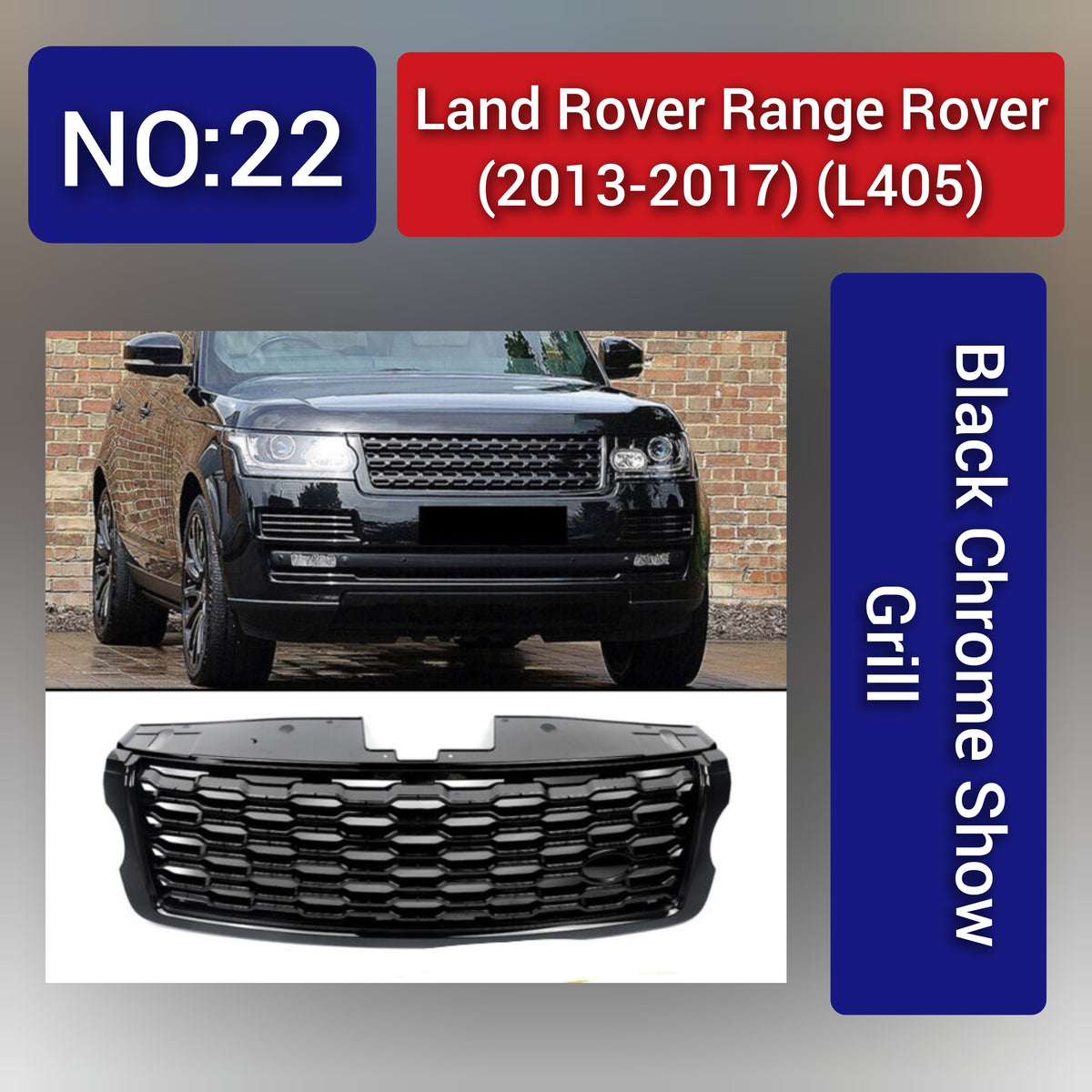 Land Rover L405 (2013-17) Land Rover Range Rover Black chrome Show Grill Tag 22