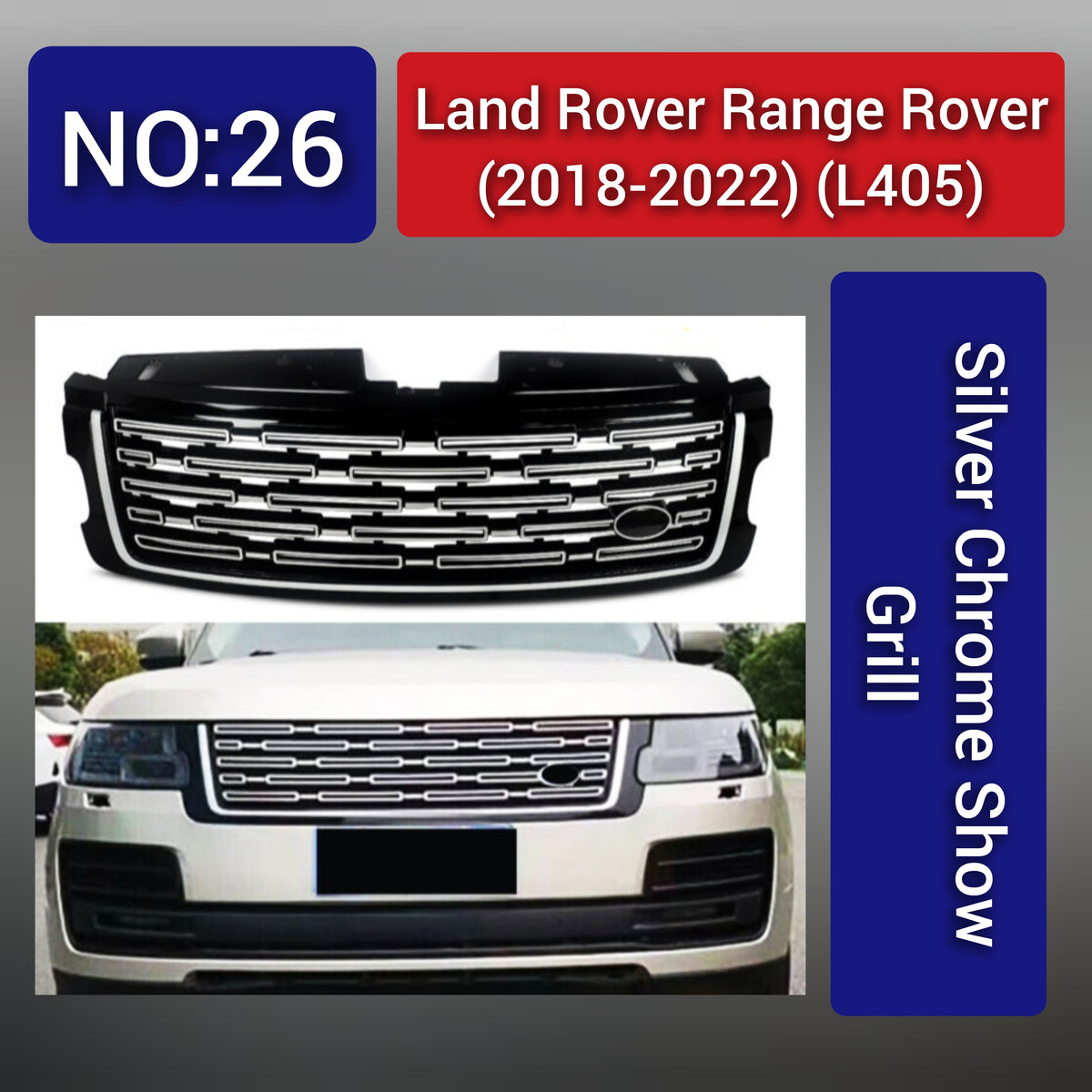 Silver chrome Show Grill Compatible With Land Rover Range Rover (L405) (2018-2022)