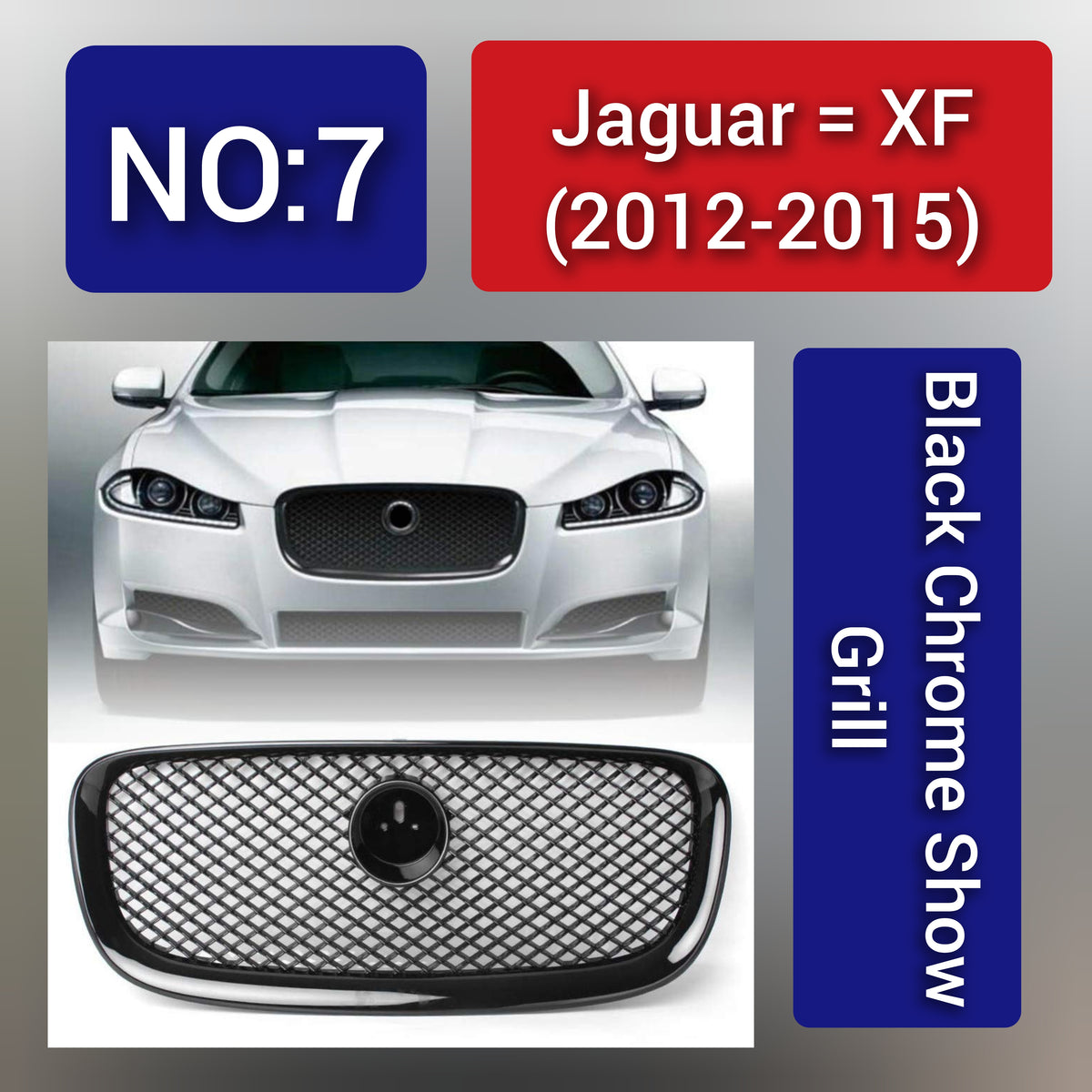 Black Chrome Show Grill  Compatible With Jaguar XF (2012-15)
