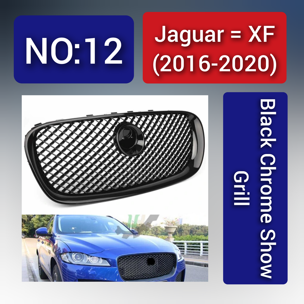 Jaguar XF (2016-20) Black Chrome Show Grill