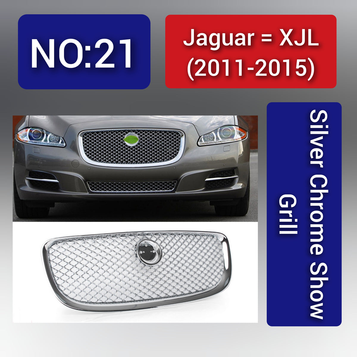 Jaguar XJL(2011-15) Silver Chrome Show Grill
