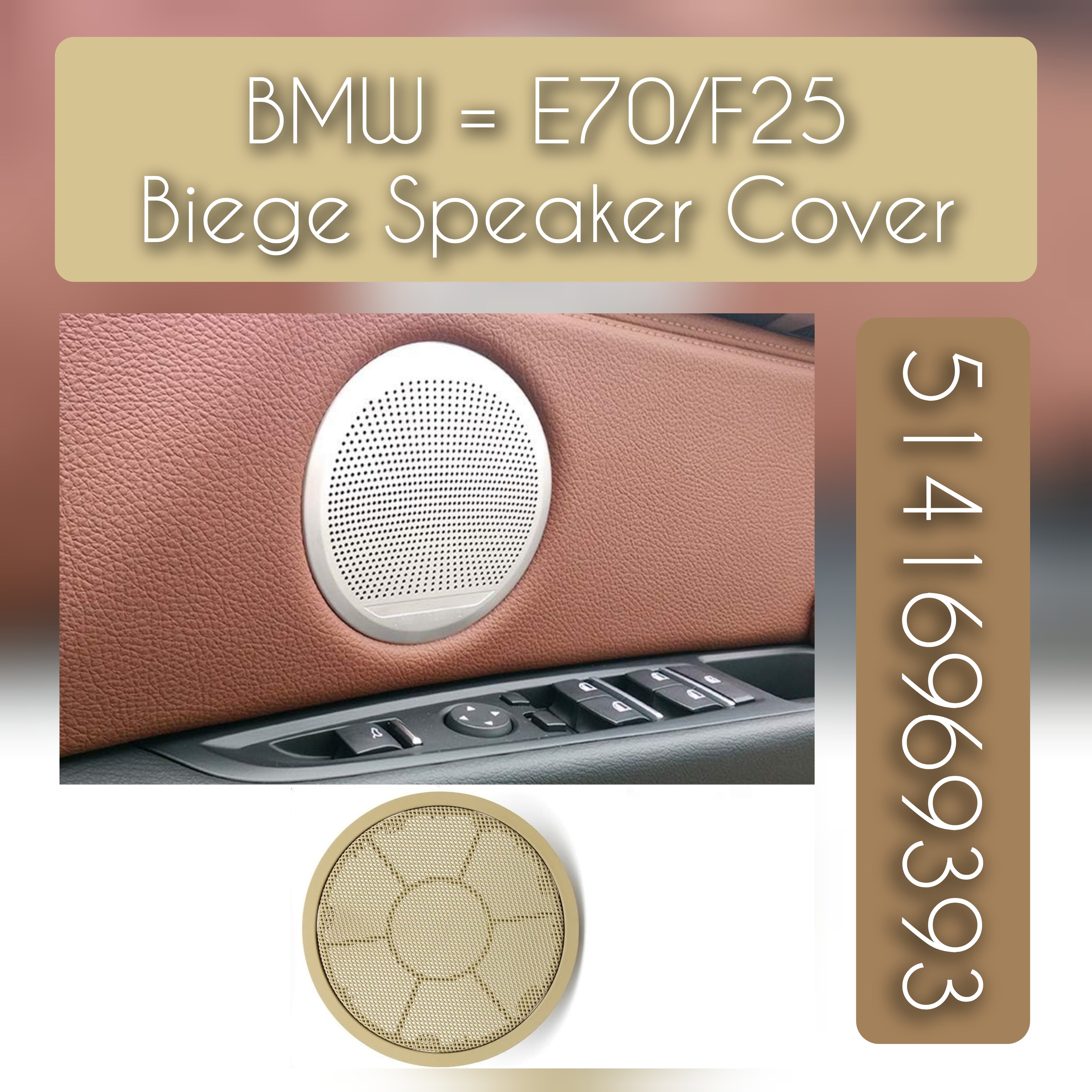 Beige Round Door Mid-Range Speaker Cover 51416969393 Compatible With BMW X3 F25 & X5 E70