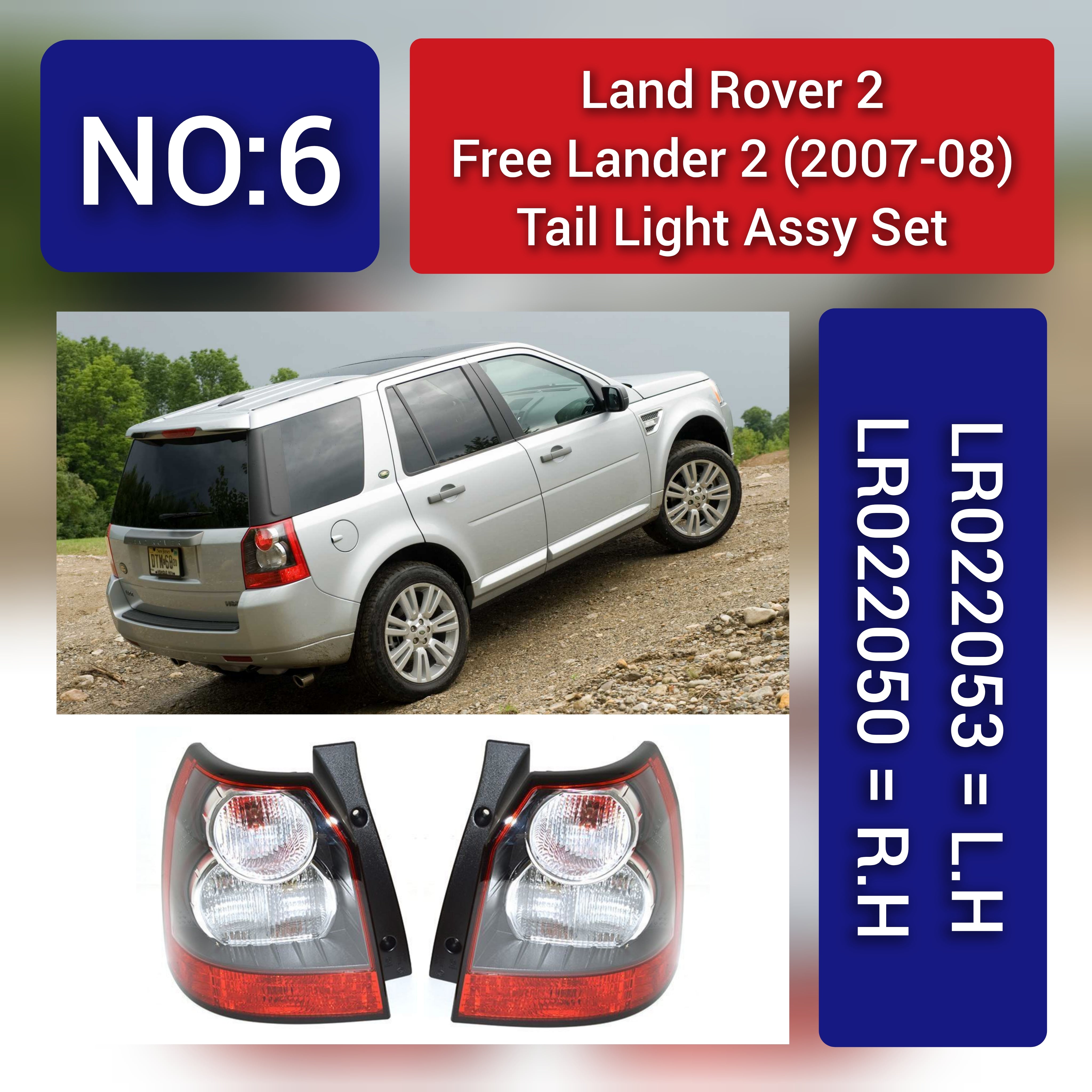 Tail Light Rear Lamp Compatible With LAND ROVER FREELANDER 2 (L359) | LR2 (White) Tail Light Rear Lamp Left LR022053  & Right LR022050 Tag-TLR-06