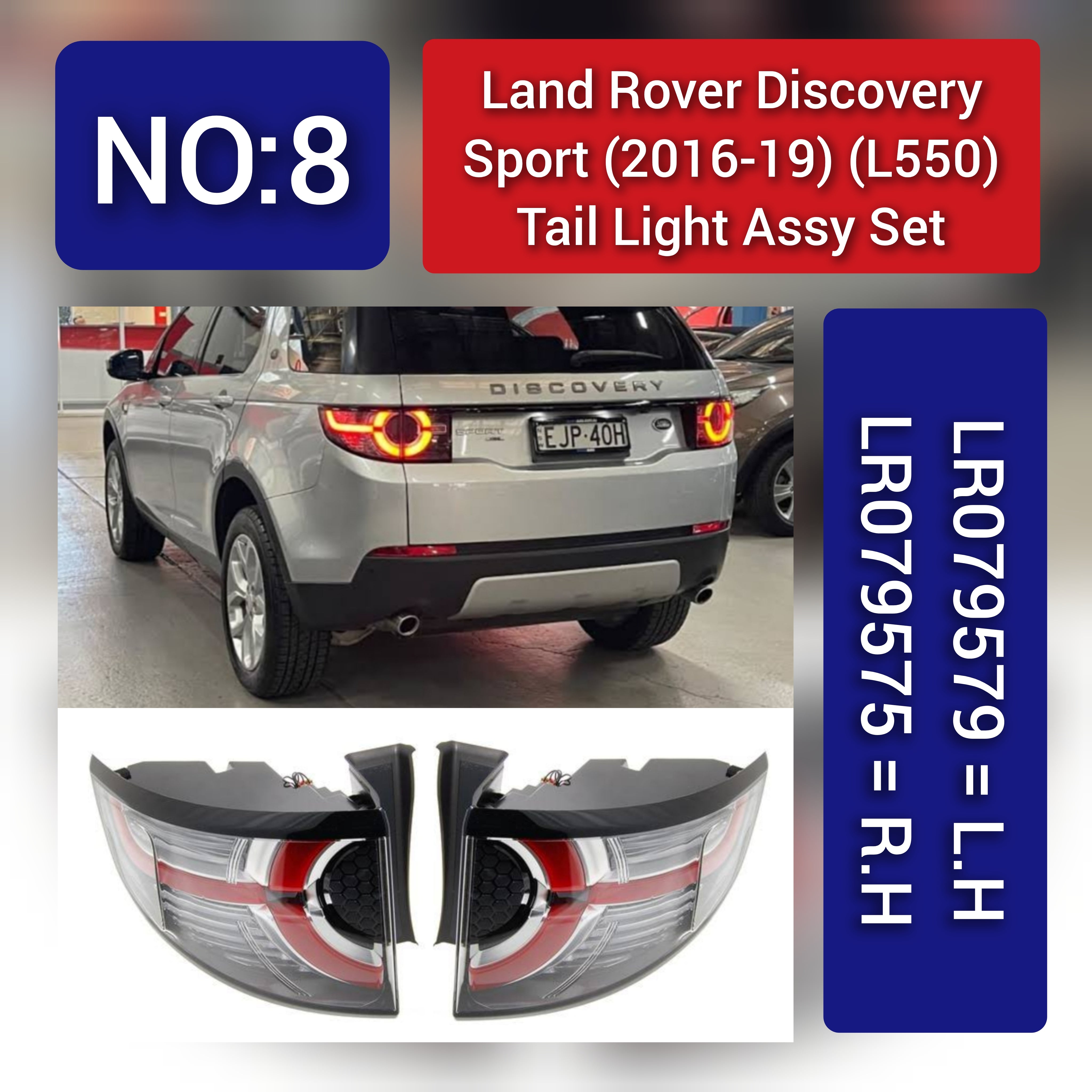 Tail Light Rear Lamp Compatible With LAND ROVER DISCOVERY SPORT (2016/2019) Tail Light Rear Lamp Left LR079579 & Right LR079575 Tag-TLR-08