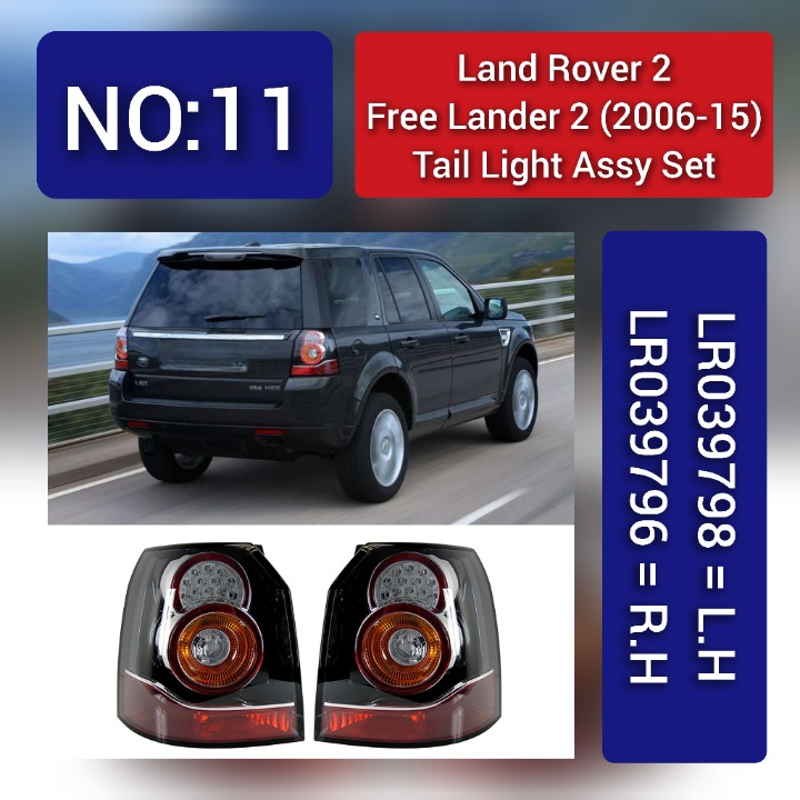 Tail Light Rear Lamp Compatible With LAND ROVER FREELANDER 2 (L359) | LR2 (2006-2015) Tail Light Rear Lamp Left LR039798 & Right LR039796 Tag-TLR-11
