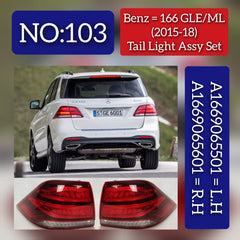 Tail Light Rear Lamp Compatible With MERCEDES-BENZ M-CLASS (W166) & GLE W166 (2015-2018) Tail Light Rear Lamp Left A1669065501 & Right A1669065601 Tag-TLM-103