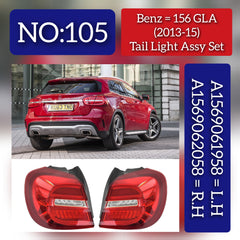 Tail Light Rear Lamp Compatible With MERCEDES-BENZ GLA-CLASS W156 (2013-2015) Tail Light Rear Lamp Left A1569061958  & Right A1569062058 Tag-TLM-105