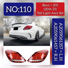 Tail Light Rear Lamp Compatible With MERCEDES-BENZ C-CLASS W205 (2016-2021) Tail Light Rear Lamp Left A2059061357 & Right A2059061457 Tag-TLM-110