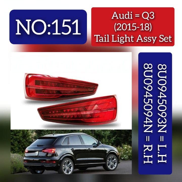 Tail Light Rear Lamp Left 8U0945093N 8U0945093T & Right 8U0945094N 8U0945094T Compatible With AUDI Q3 8UB, 8UG (5pin) (2015-2018) Tag No.151