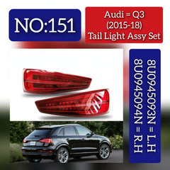 Tail Light Rear Lamp Compatible With AUDI Q3 8UB, 8UG (5pin) (2015-2018)  Tail Light Rear Lamp Left 8U0945093N & Right 8U0945094N