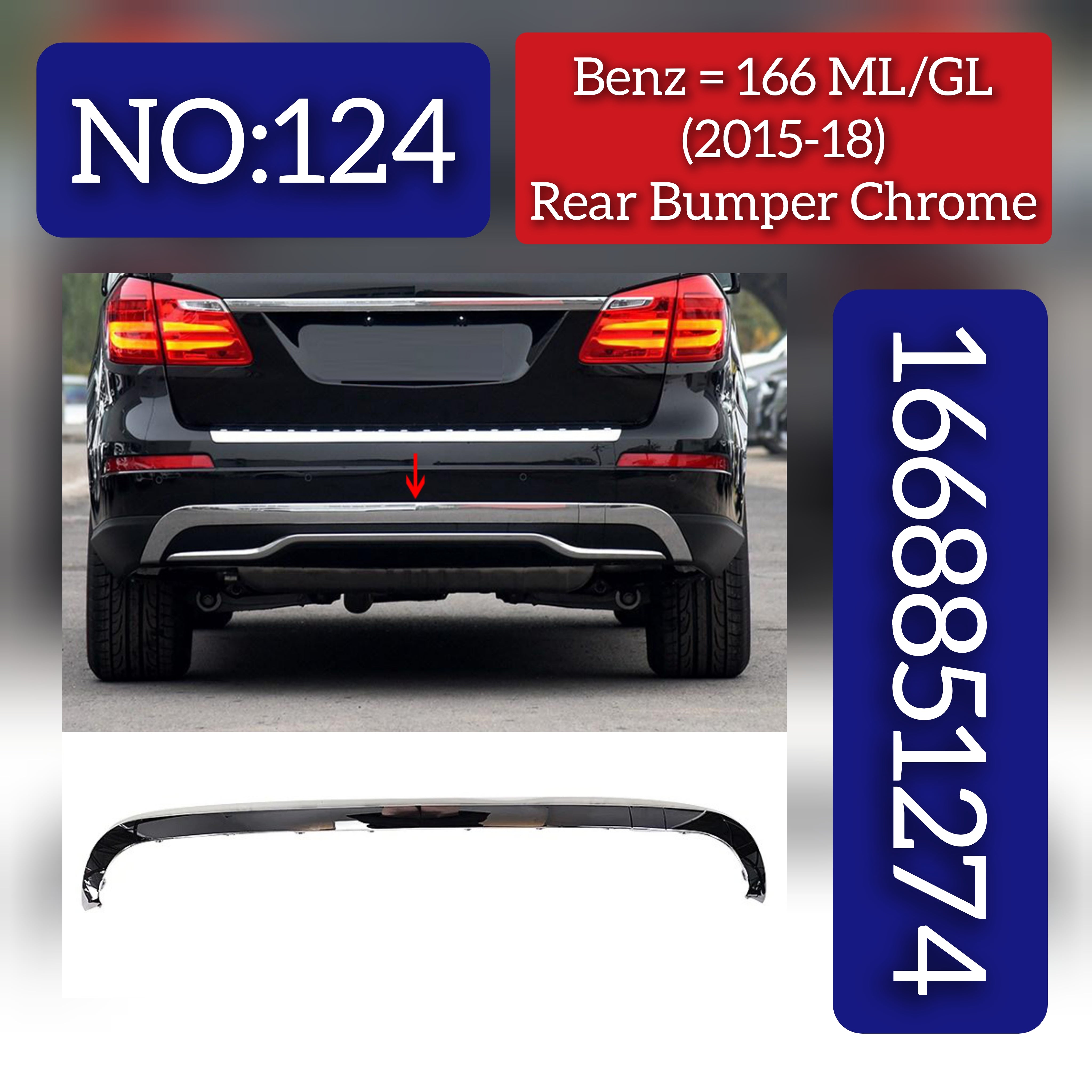 Rear Bumper Chrome  1668851274  Compatible With MERCEDES-BENZ GL-CLASS W166 & M-CLASS (W166) 2015-2016