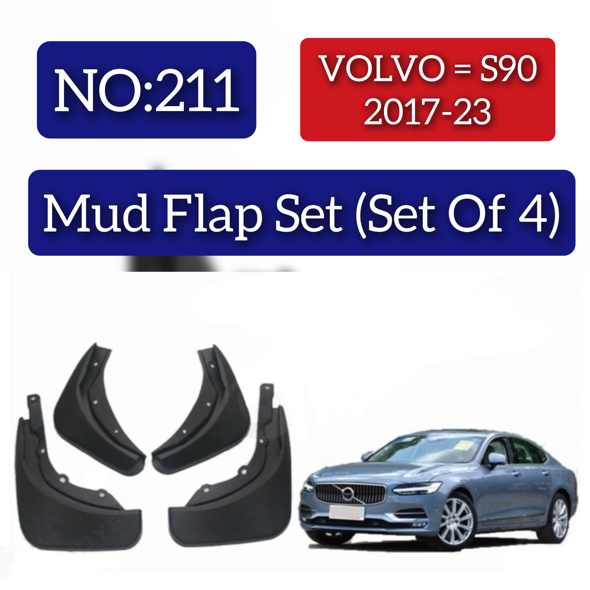 Volvo S90 2017-23 Mud Flap Set (Set of 4) Tag 211