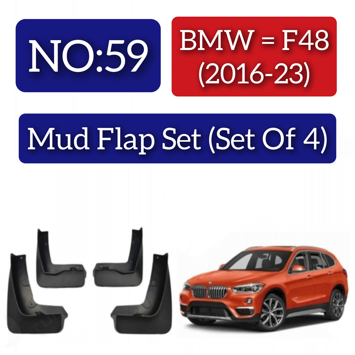 BMW F48 (2016-23) Mud Flap Set (Set of 4) Tag 59