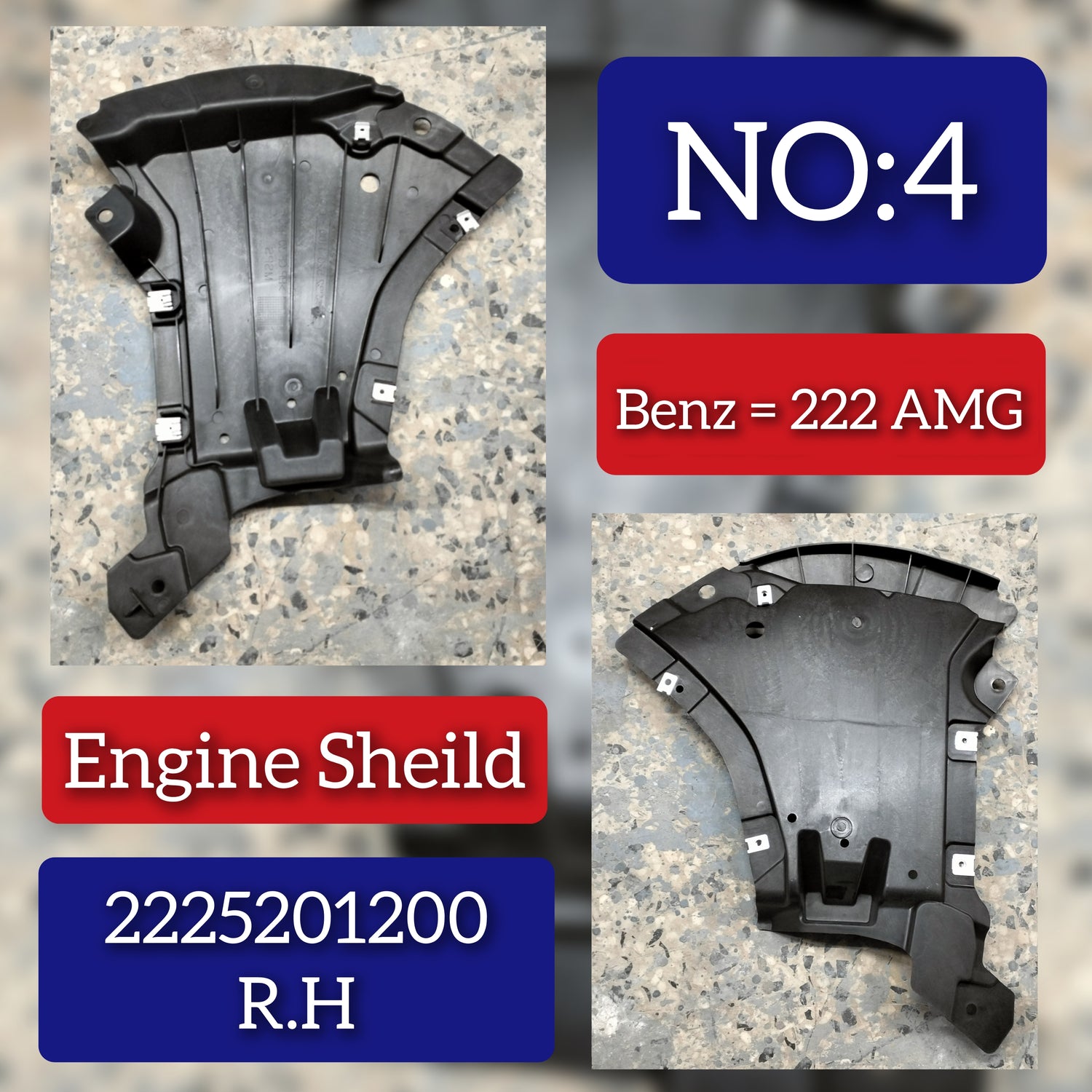 Front Right Bumper Under Cover 2225201200 Compatible With MERCEDES-BENZ S-CLASS W222 Tag No.4