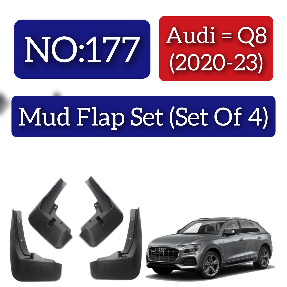 Audi Q8 (2020-23) Mud Flap Set (Set of 4) Tag 177
