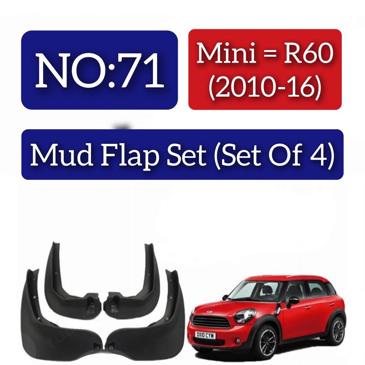 BMW R60 (2010-16) Mud Flap Set (Set of 4) Tag 71