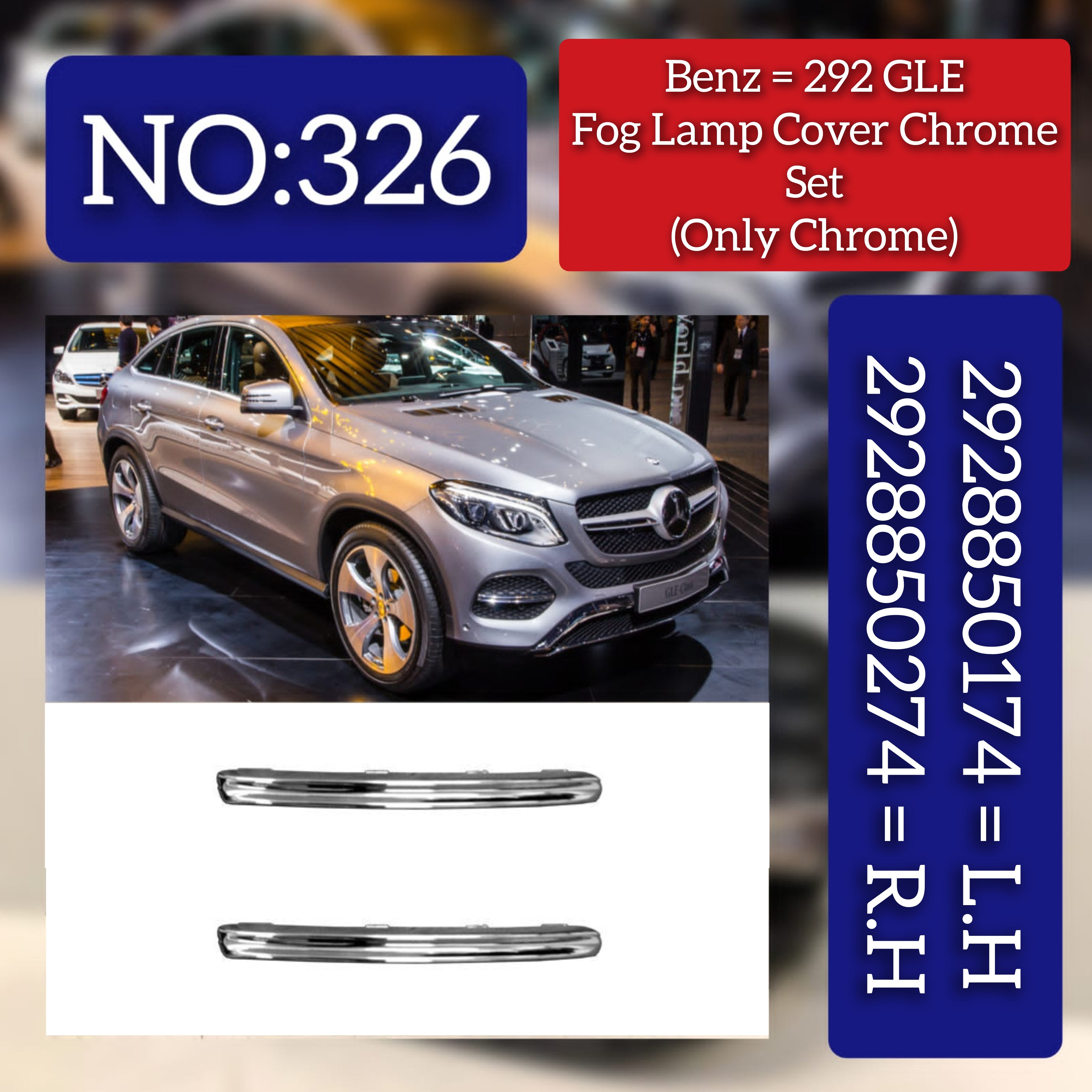 Fog Lamp Chrome Compatible With MERCEDES-BENZ GLE 292 Fog Lamp Chrome Left 2928850174 & Right 2928850274 Tag-FC-326