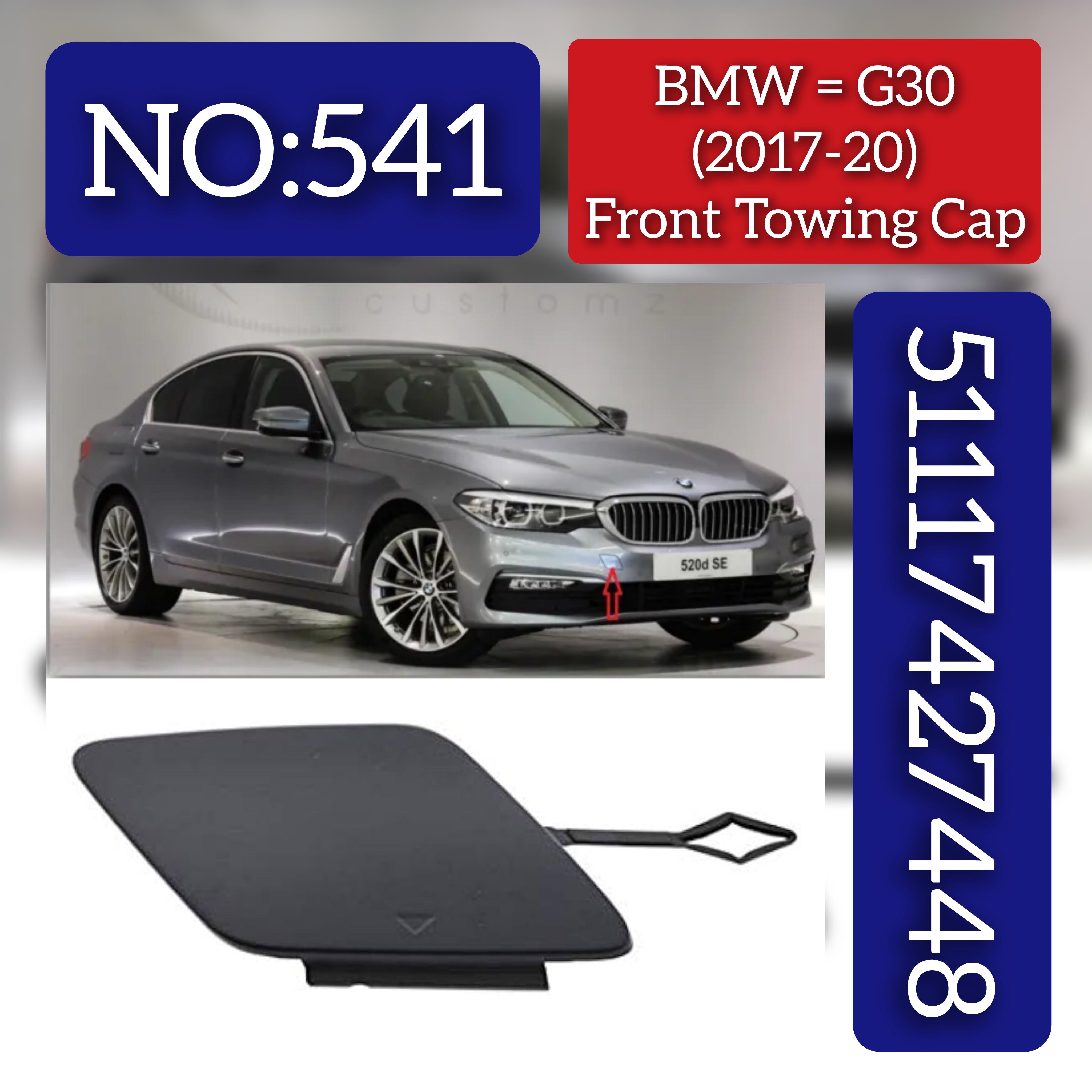 BMW = G30 (2017-20) Front Towing Cap. Ref No 51117427448 Tag 541