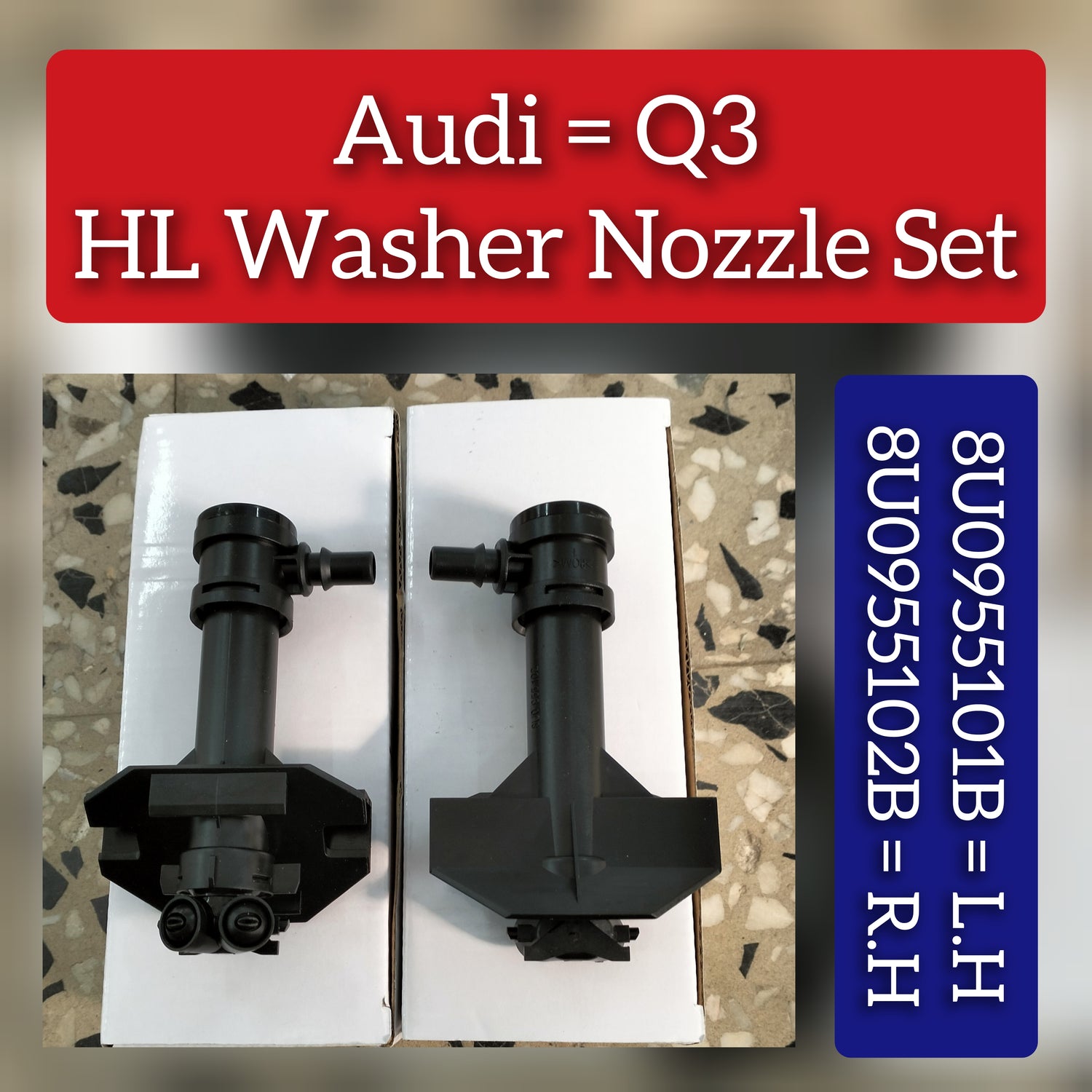 Headlight Washer Nozzle Compatible With AUDI Q3 Left 8U0955101B 8U0955101A & Right 8U0955102B 8U0955102A