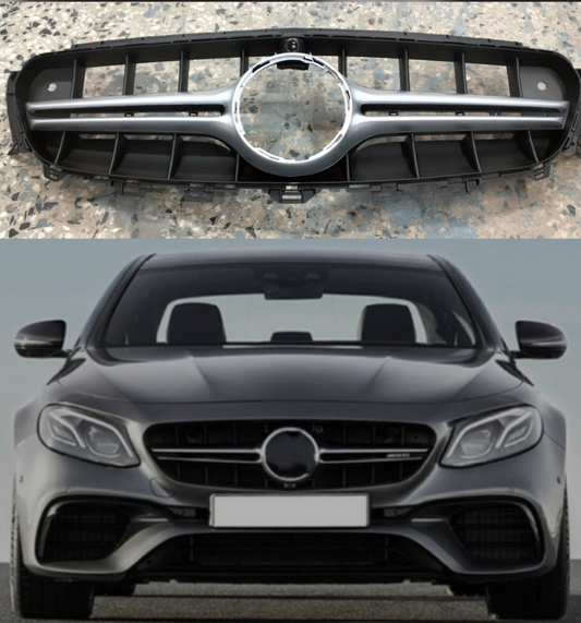 AMG E63 Silver Chrome Show Grill  Compatible With Mercedes Benz E-Class  W213 (2016-2021) Tag 74