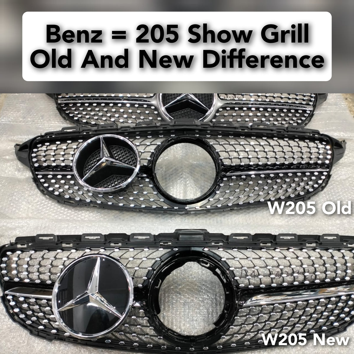 Show Grill Compatible With Mercedes Benz C-Class W205 Old And New Difference