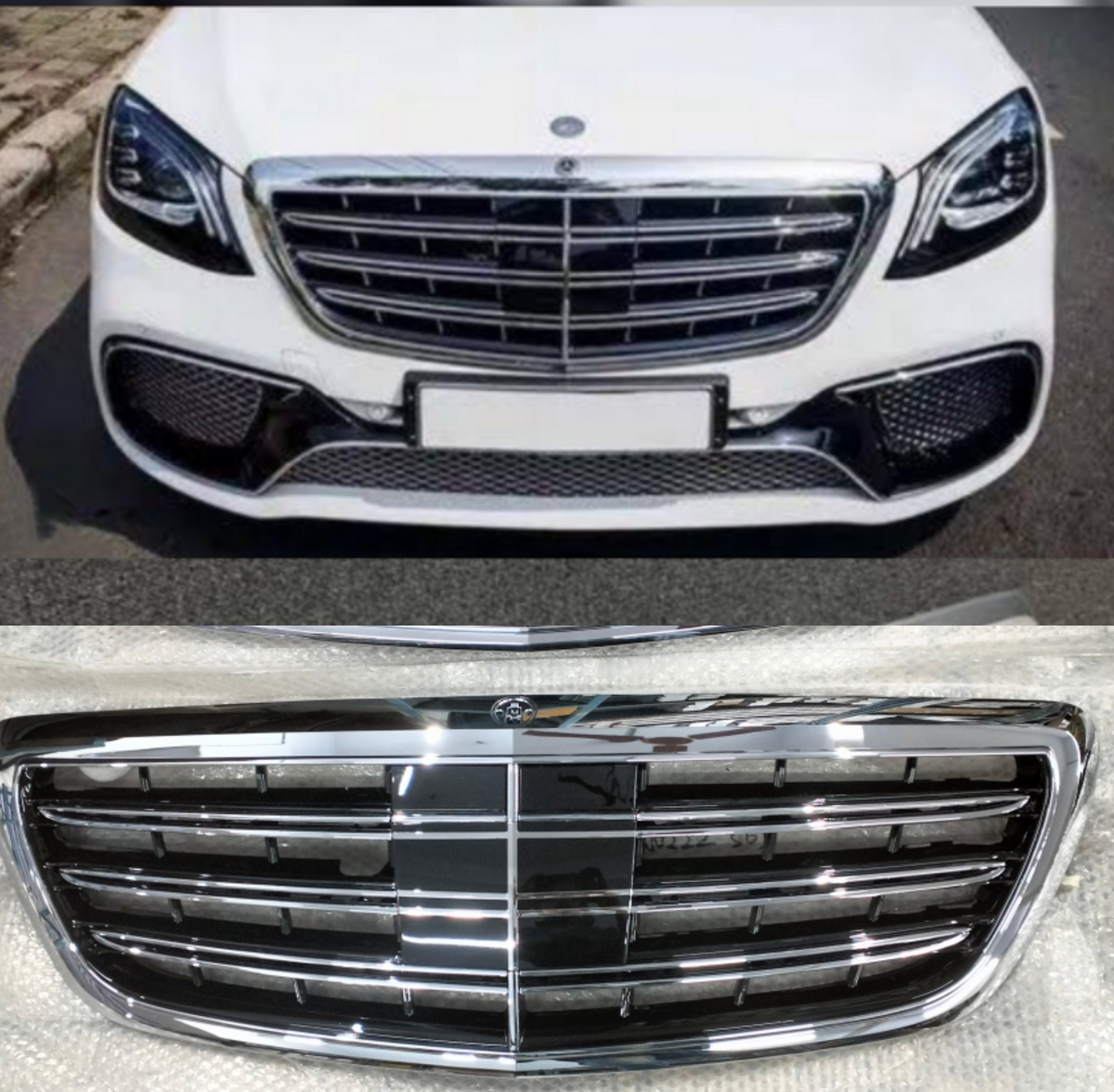 Classic Siver Chrome Show Grill   Compatible With    Mercedes Benz S-Class W222 (2013-2019) Tag 33