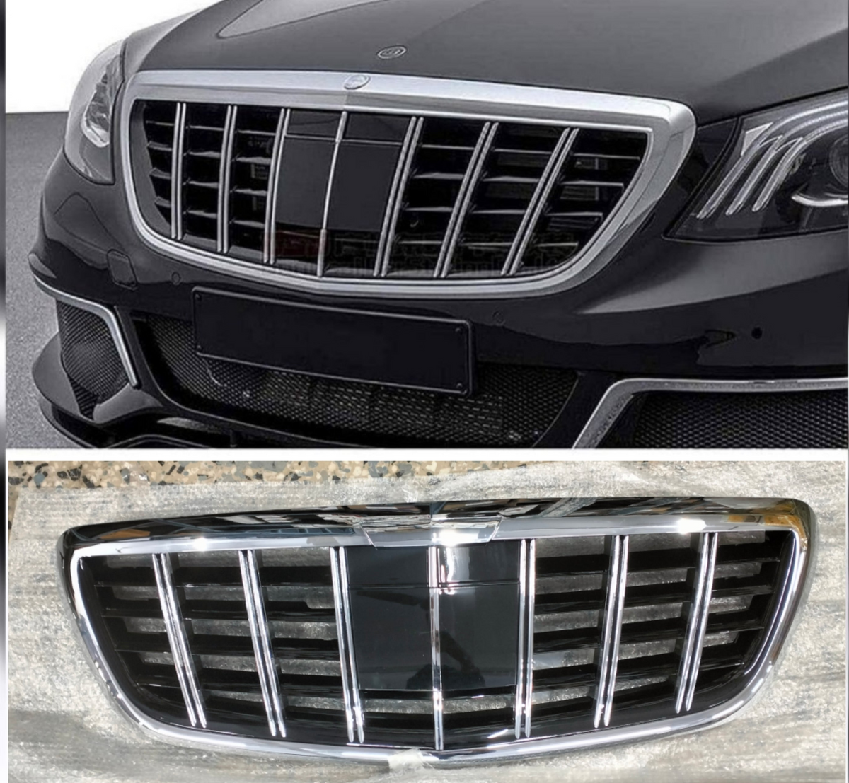Silver Chrome Show Grill Compatible With  Mercedes Benz S-Class W222 (2016-2020) Tag 34