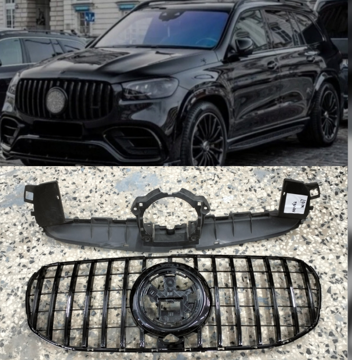 GTR Black Chrome Show Grill Compatible With  Mercedes  Benz GLS-Class W167 (2019-2023) Tag 98