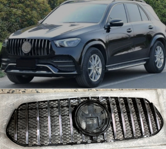 AMG Version GTR Silver Chrome Show Grill  Compatible With   Mercedes  Benz GLE-Class W167(2019-2023 ) Tag 95