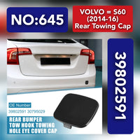 Rear Towing Cap 39802591 & 30795029 Compatible With Volvo S60 (2014-16) Tag 645