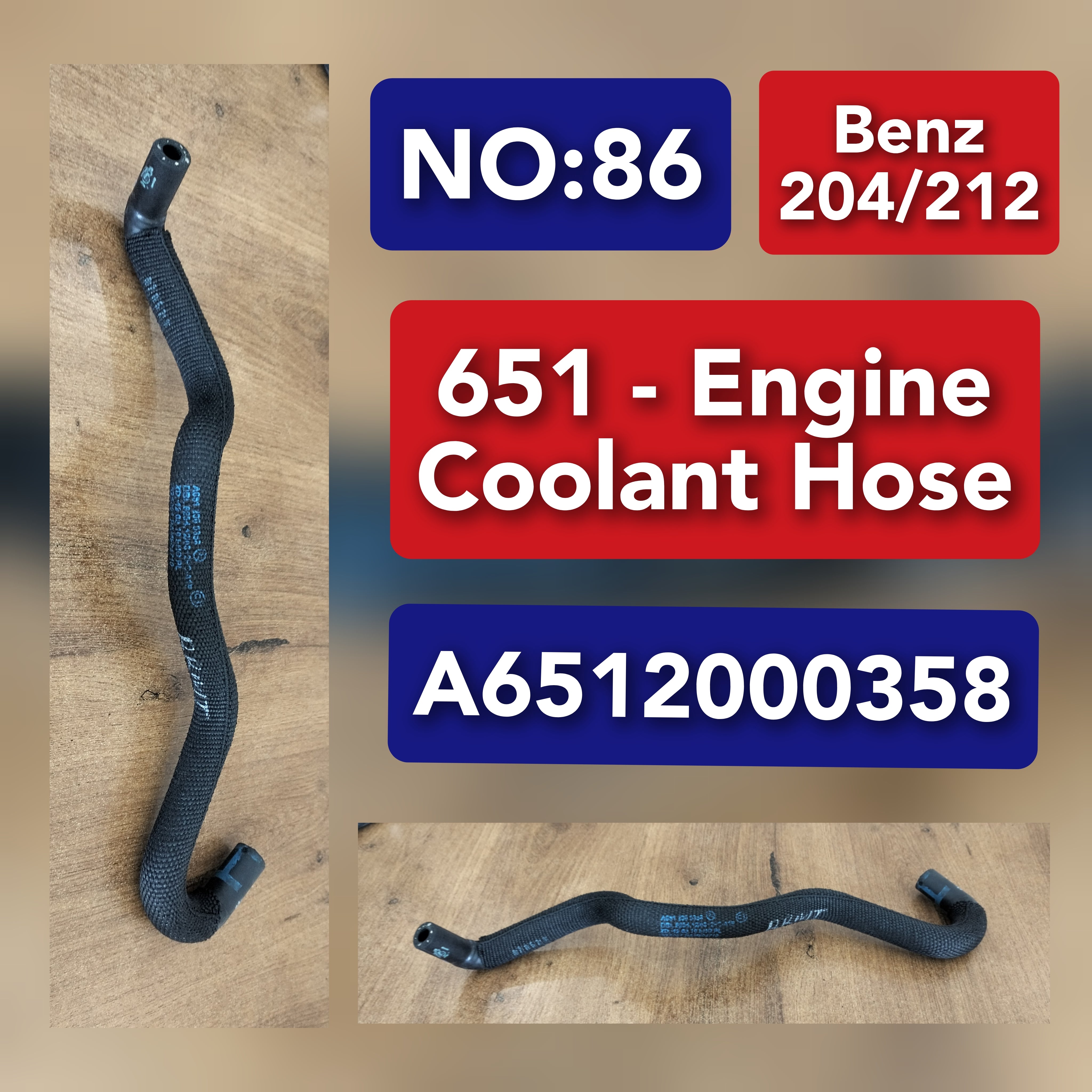 Coolant Hose Pipe A6512000358 For MERCEDES-BENZ C-CLASS W204 W205 & E-CLASS W212 Tag-H-86