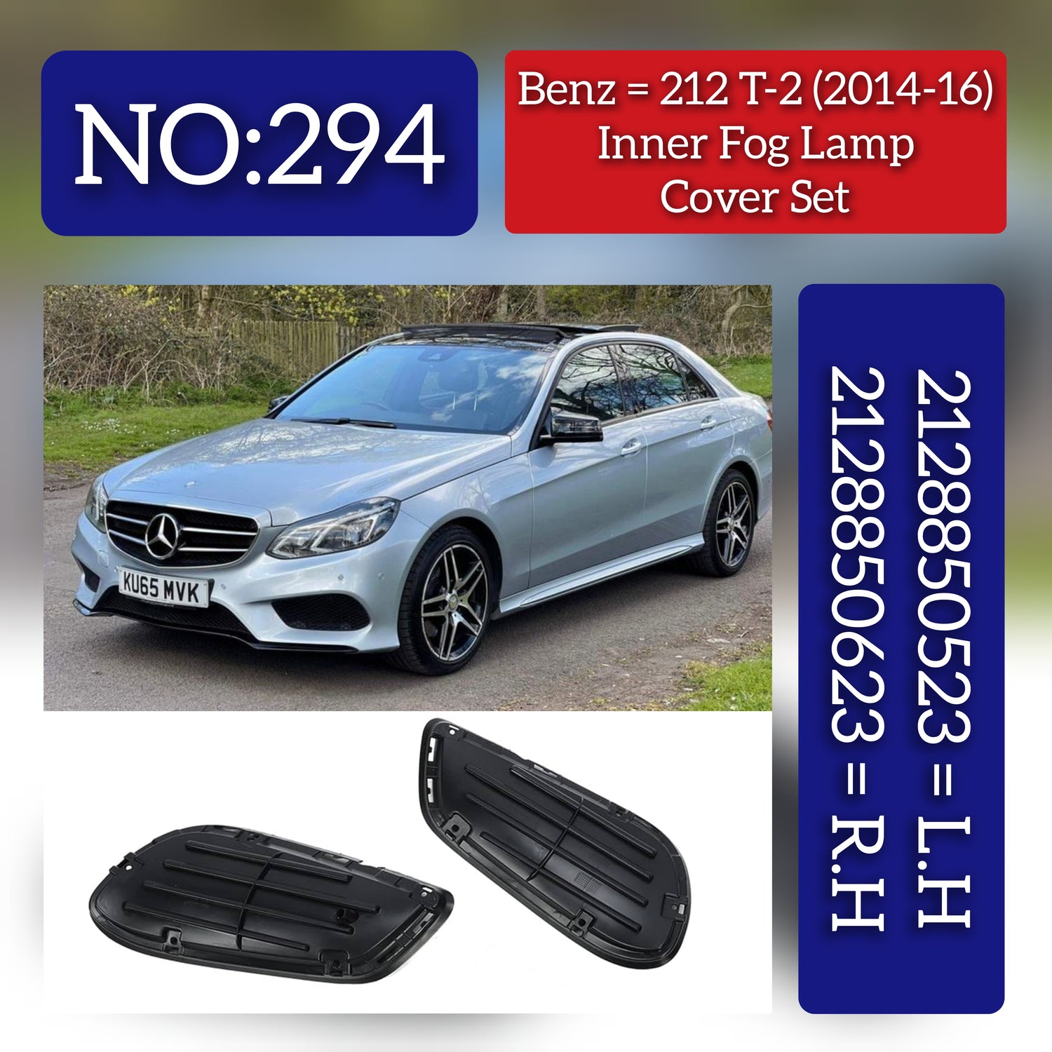 Inner Fog Lamp Cover Compatible With MERCEDES-BENZ E-CLASS W212 2014-2016 Inner Fog Lamp Cover Left 2128850523 & Right 2128850623 Tag-FC-294