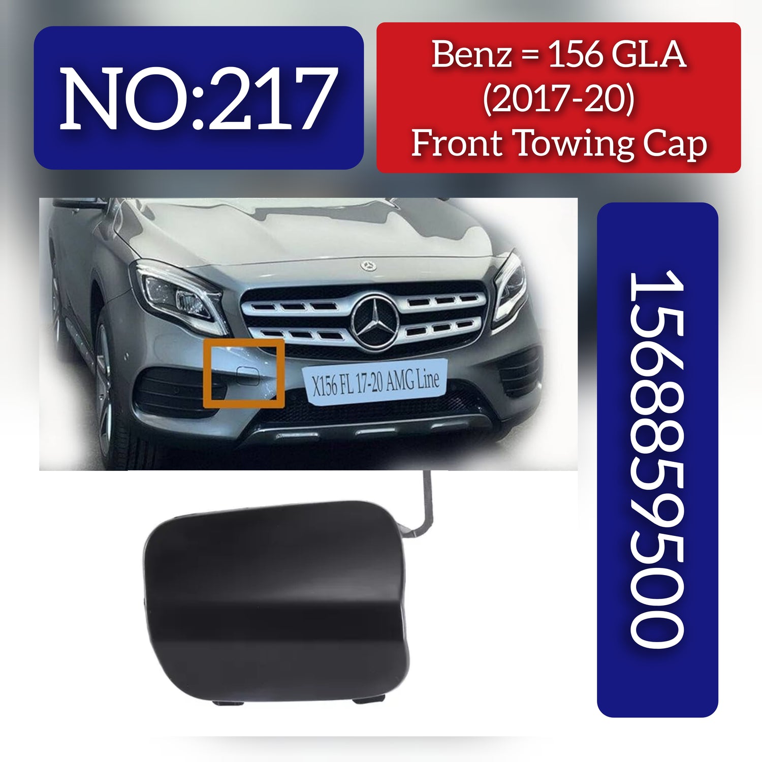 Front Towing Cap 1568859500 Mercedes Benz 156 GLA (2017-20) Tag 217