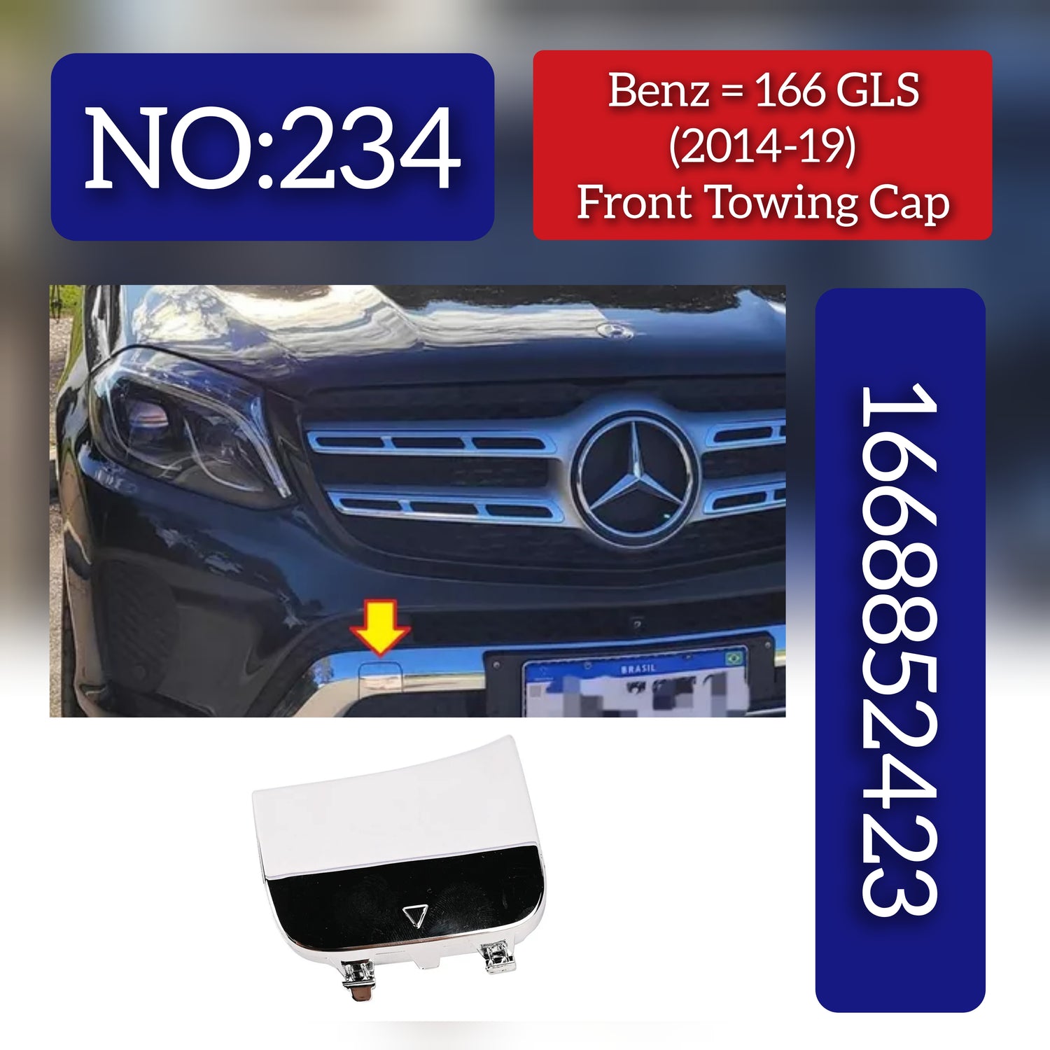 Front Towing Cap 1668852423 Mercedes Benz W166 GLS (2014-19) Tag 234