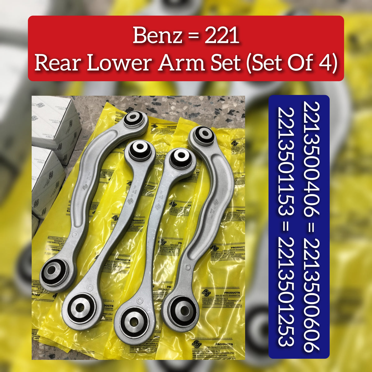 Rear Lower Control Arm (Set Of 4) 2213500406 2213500606 2213501153 2213501253 Compatible with MERCEDES-BENZ S-CLASS (W221, V221)