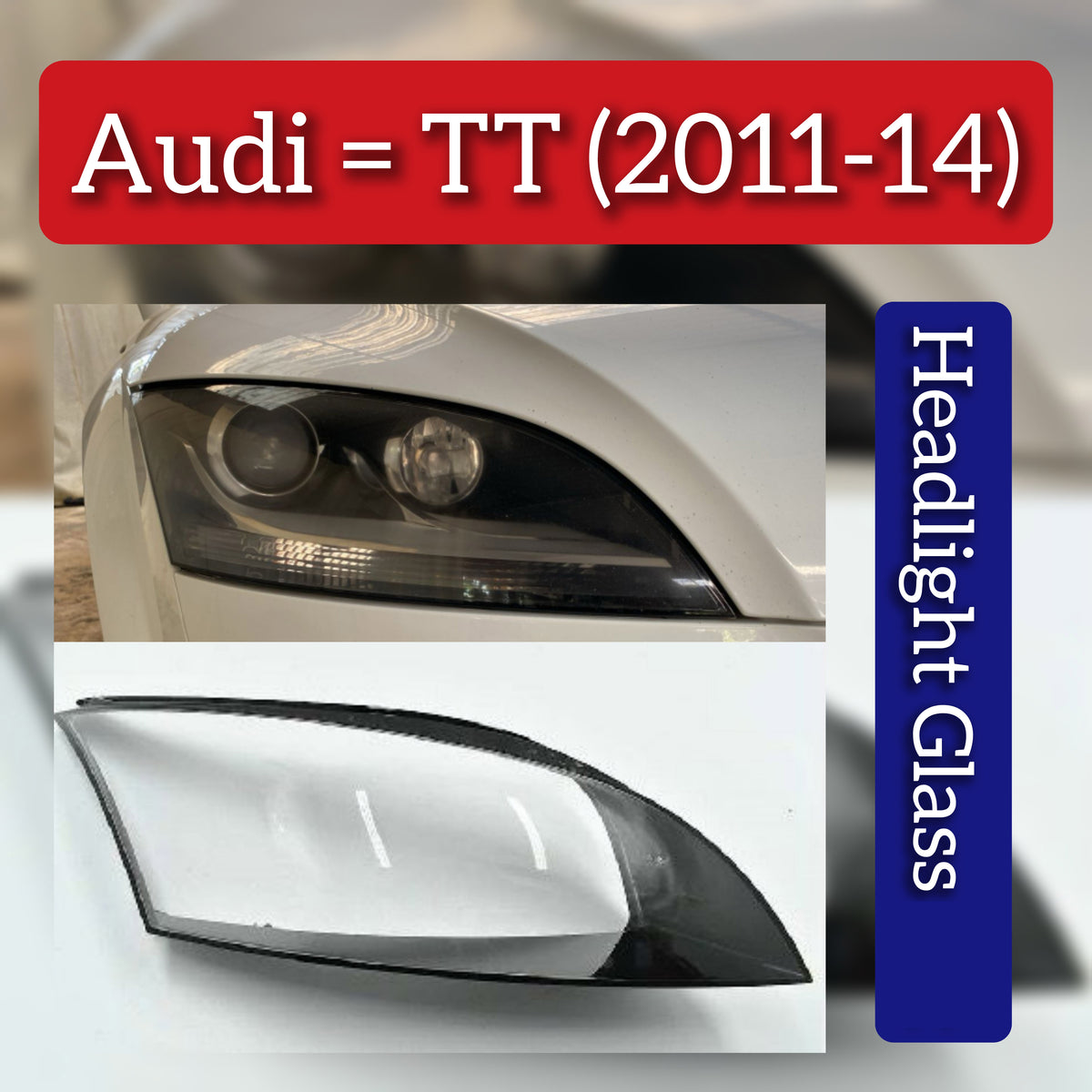 Car Front Headlight Transparent Lampshade Glass Headlight Lens cover compatible for AudiTT 201114.