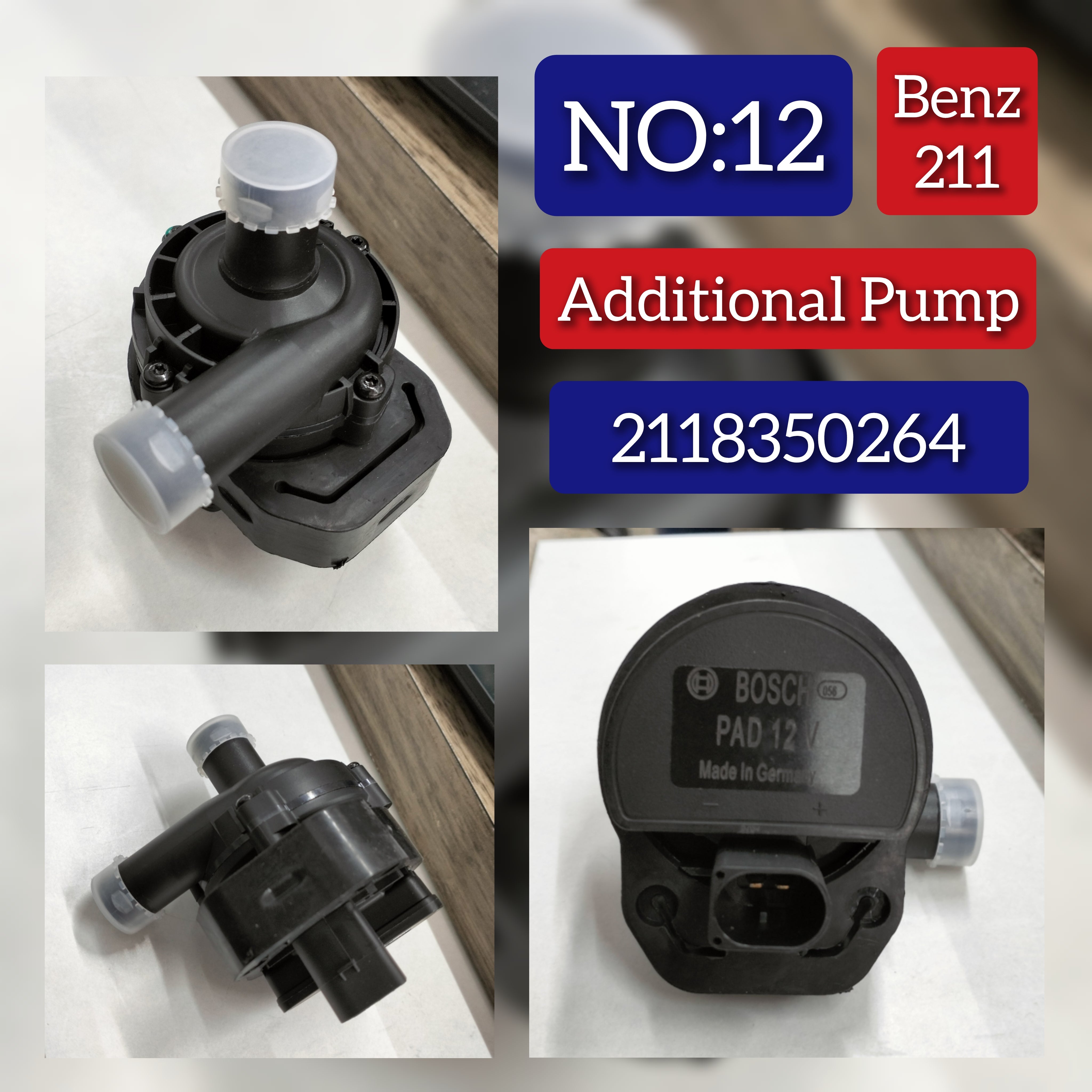 Additional Auxiliary Water Pump 2118350264 2118350064 2118350164 For MERCEDES-BENZ A-CLASS W176 & B-CLASS W246, C-CLASS W204 W205, E-CLASS W211 W212, GL-CLASS X164 Tag-A-12
