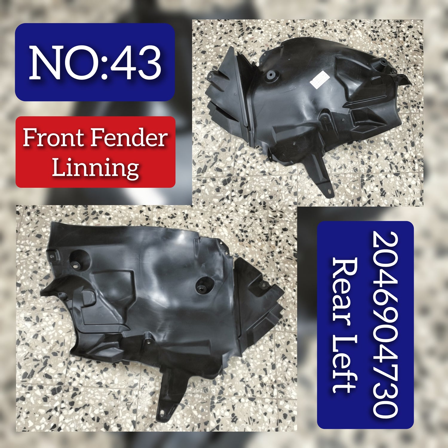 Rear Left Fender Liner 2046904730 2046902730 A2046904730 Compatible With MERCEDES-BENZ C-CLASS W204 Tag-FEM-43
