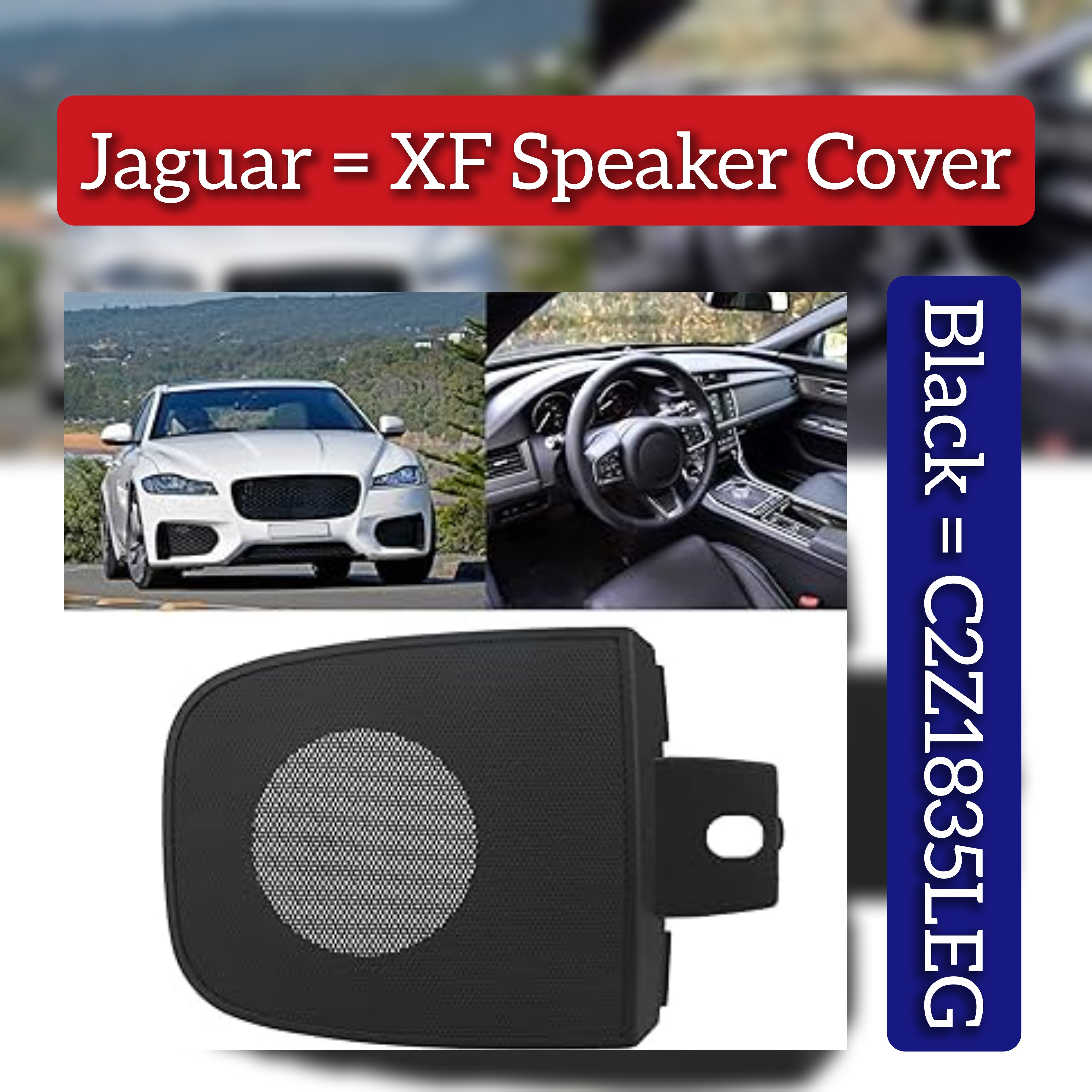 Black Craft Front Dashboard Speaker Cover Grill C2Z1835LEG Compatible With JAGUAR XF