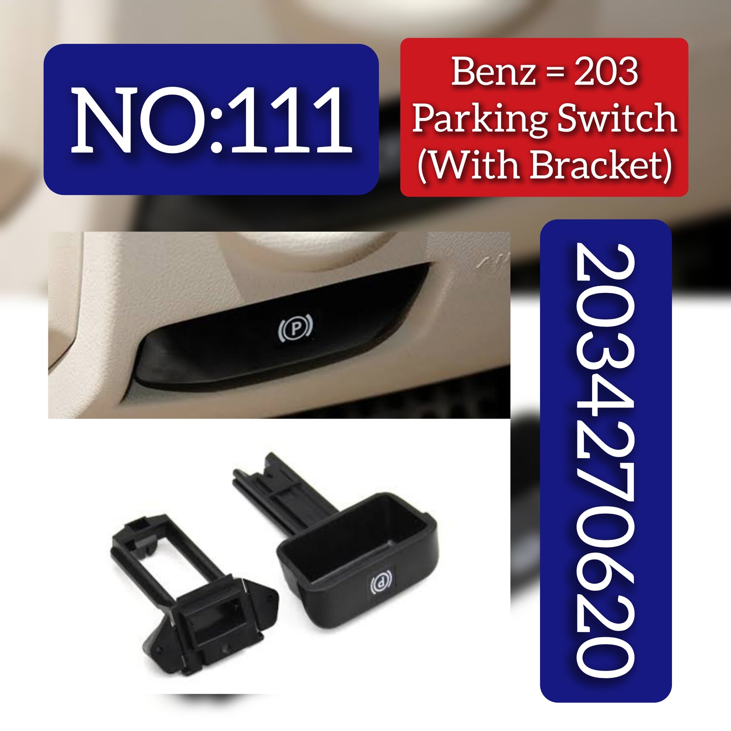 MERCEDES Benz C-CLASS W203 Parking Switch  With Bracket Black 2034270620 A2034270620 Tag-SW-111